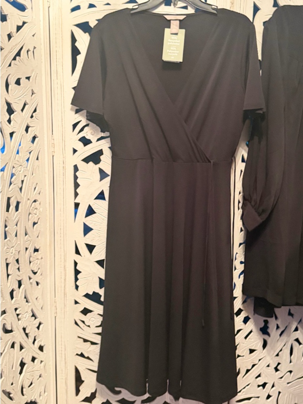 Classic Black Wrap-Style Womens Dress